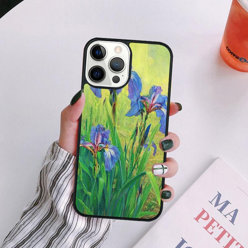 Lilac Irises Paintng Phone Case For iPhone 17 Air 14 13 12 16Pro Max 15 Plus Cover Shell Max Coque