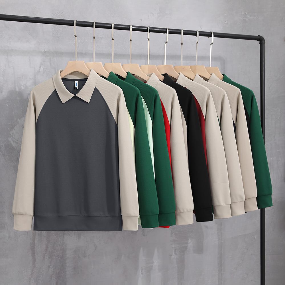 Business Casual Outdoor POLO Sweater Autumn Color Block Lapel Long Sleeved Hoodie Couple's Outfit Men's and Women's Fashionable Hoodie Boutique Top