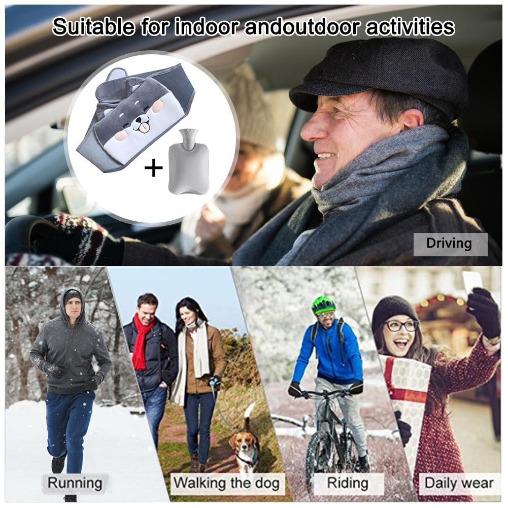 1000ml Hot Water Bottle Bag With Plush Waist Cover For Pain Relief Winter Warm Waist Bag Stomach Abdominal Band Wrap for Neck