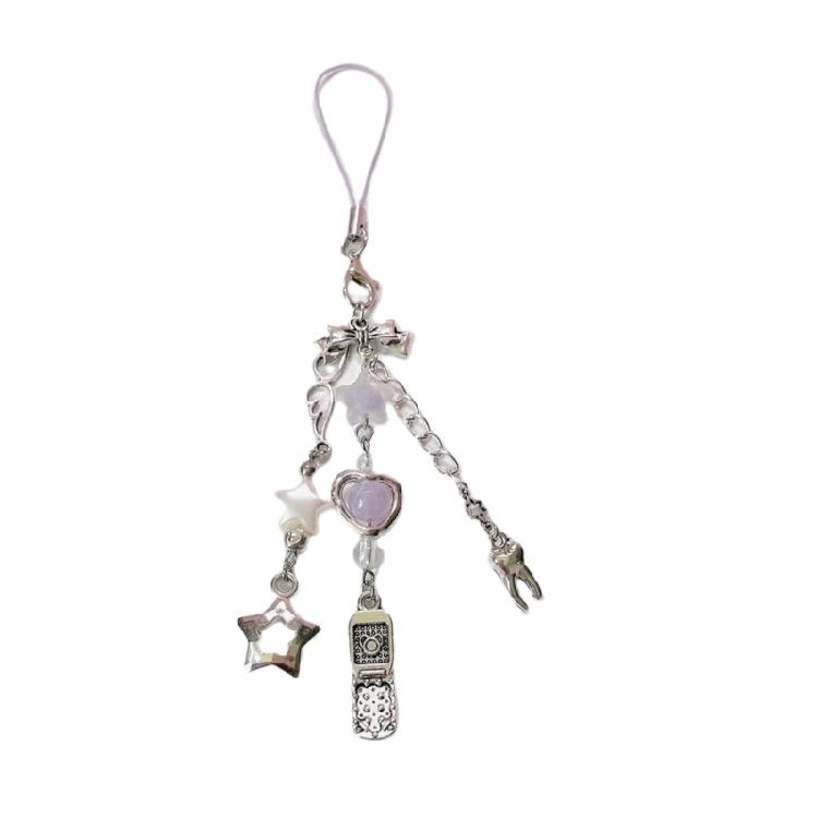 

Trendy Nonslip Phone Chain Handmade With Multicolor Beads Y2K Style Girls Fashion Phone Jewelry Charm Accessory фиолетовый
