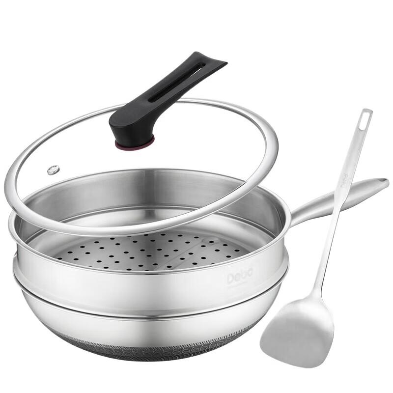 DePai 316 Stainless Steel Double-Sided Honeycomb Non-stick Frying Pan