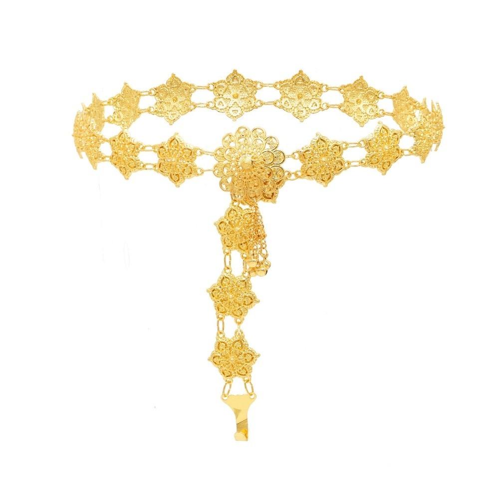 Jewelry Hollow Out Flower Necklace Metal Dance Dress Belt Chains  Party Decoration