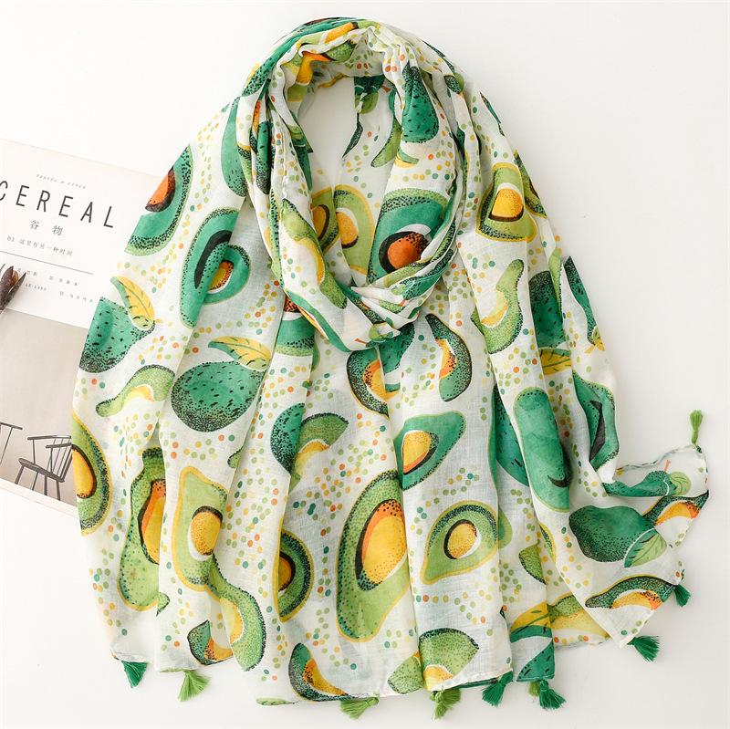 Yitao Women's Ethnic Cotton-Linen Scarf: Orange Wheat Ear Tassel Design, Ideal for Travel, Beach, or Shawl Use