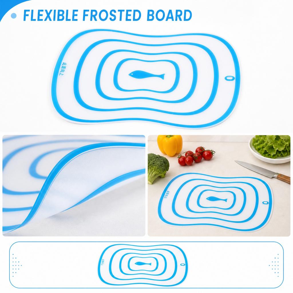 Large Flexible Frosted Plastic Cutting Board for Kitchen, Transparent Prep Surface