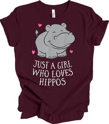 Just A Girl Who Loves Hippos Shirt Cute Hippo Lover Gift for Women & Girls Tee