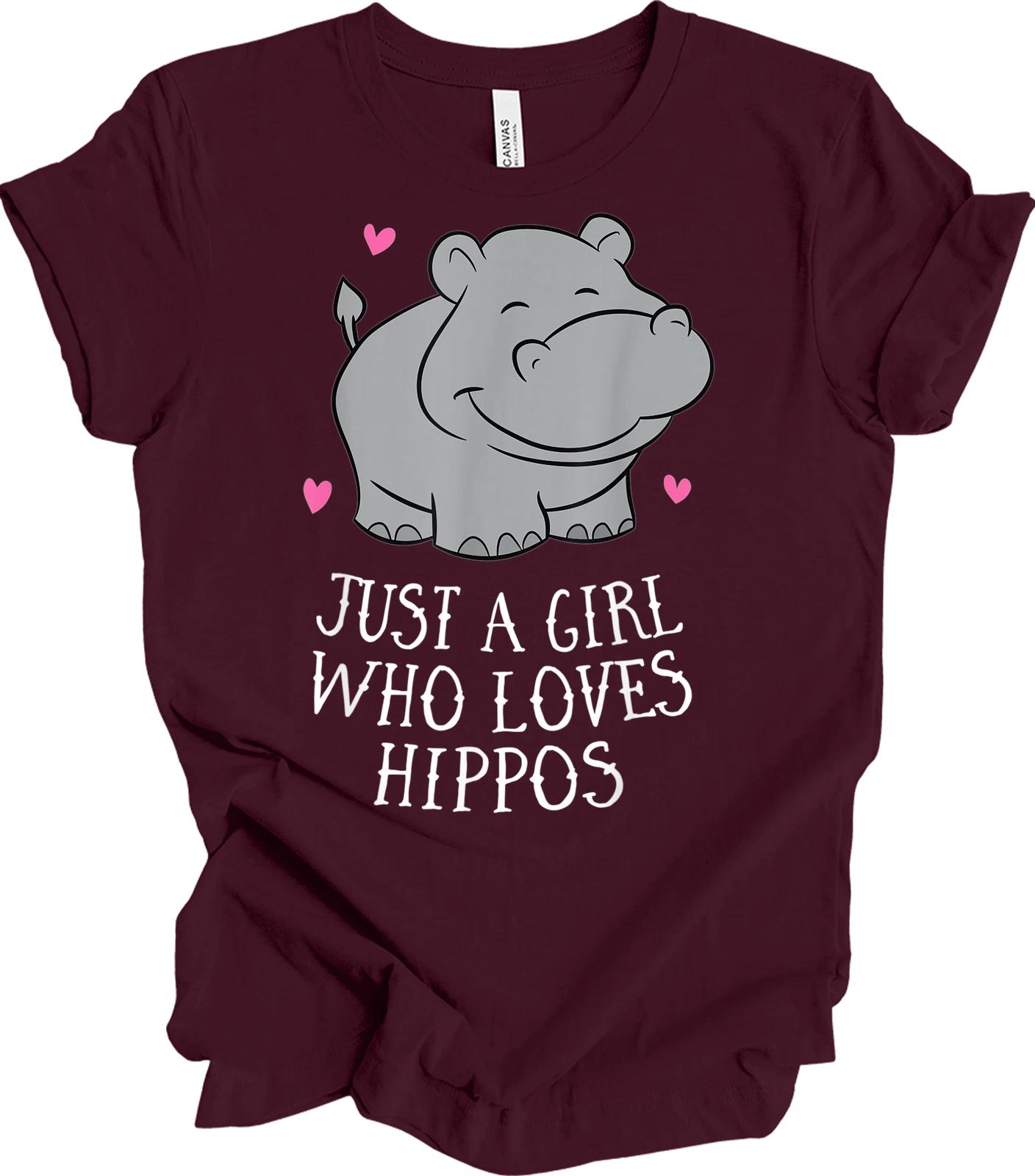 Just A Girl Who Loves Hippos Shirt Cute Hippo Lover Gift for Women & Girls Tee S