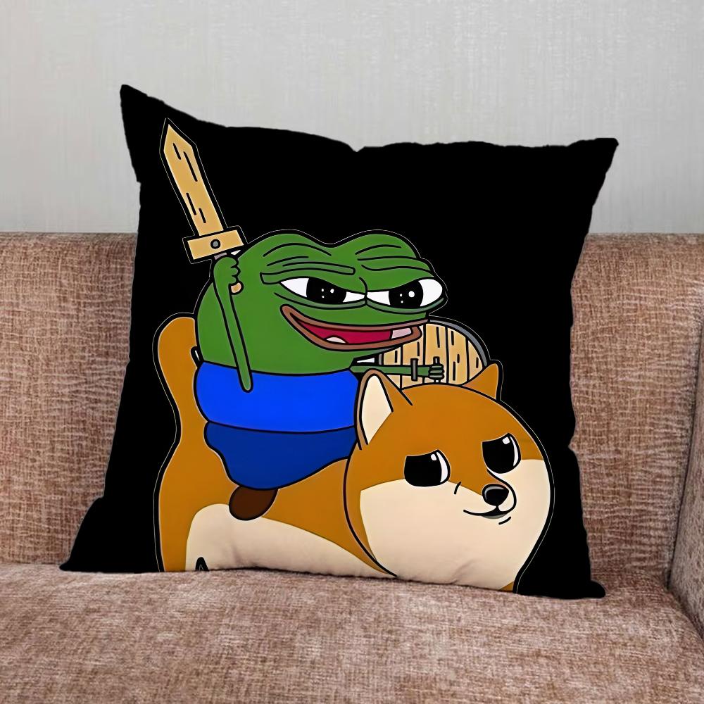 Funny P-Pepe Frog Sad Pillow Case For Home Bedroom Car Office Decoration Living Room Sofa Cushion Cover Suitable