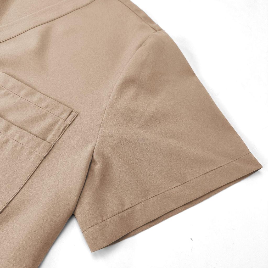 Unisex V-Neck Medical Work Scrub Suit with Pockets and Straight-Leg Pants