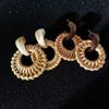 Seaside Vacation Style High-End Earrings Bohemian Retro Bamboo And Rattan Straw Earrings Women'S Summer Face Small Stud Earrings