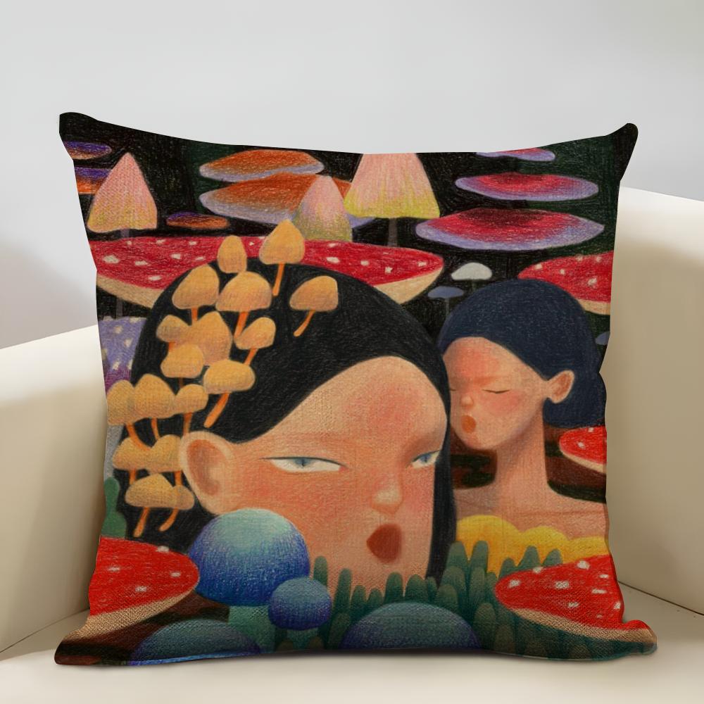 Tear Nevus Cushion Cover Household Decoration Linen Sofa Cushion Cover: Skin-Friendly & Breathable with Invisible Zipper