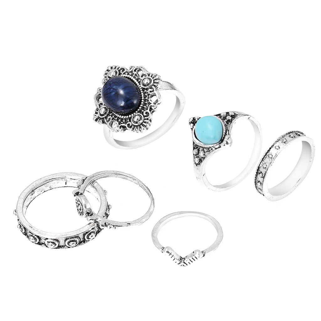 6 Stück/Set Damen Silber Türkis Midi Über Knöchel Ring Schmuck Geschenke
