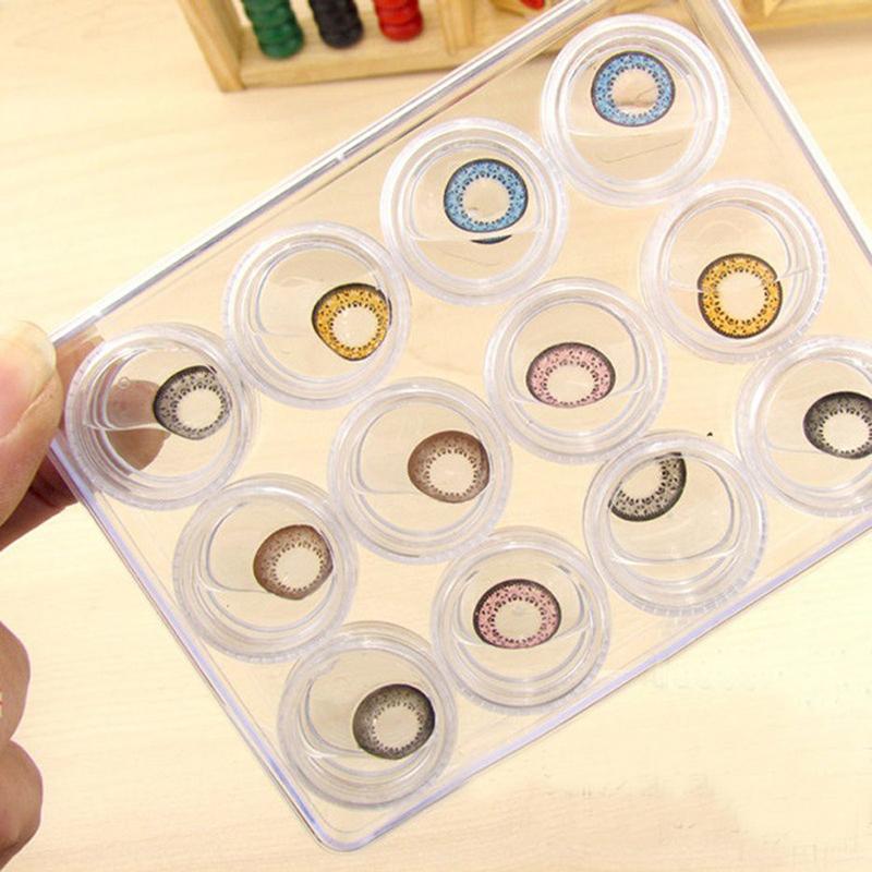 12-Grid Contact Lens Storage Box Transparent Round Portable Travel Contact Lens Case Soak Container Lenses Box For Beauty Pupil