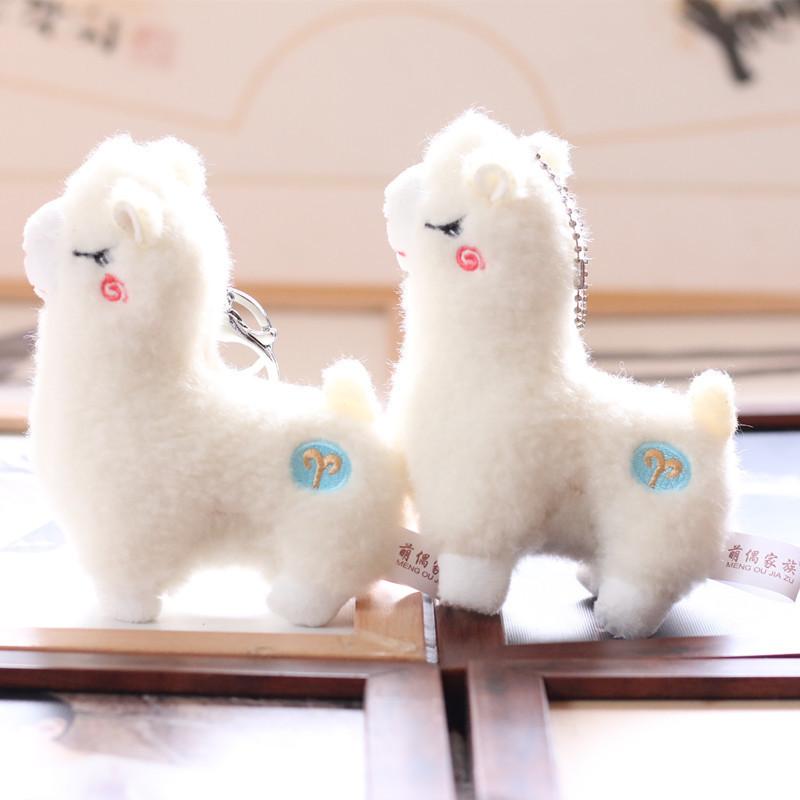 Cute Cartoon Alpaca Plush Toy Mini Fluffy Lamb Doll Keychain For Bags