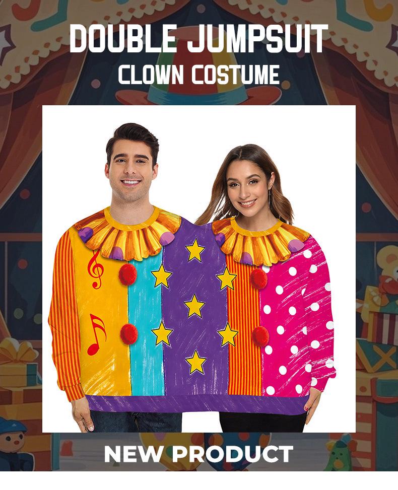 Creative Double Clown Costume Couple Hoodie for Halloween Party