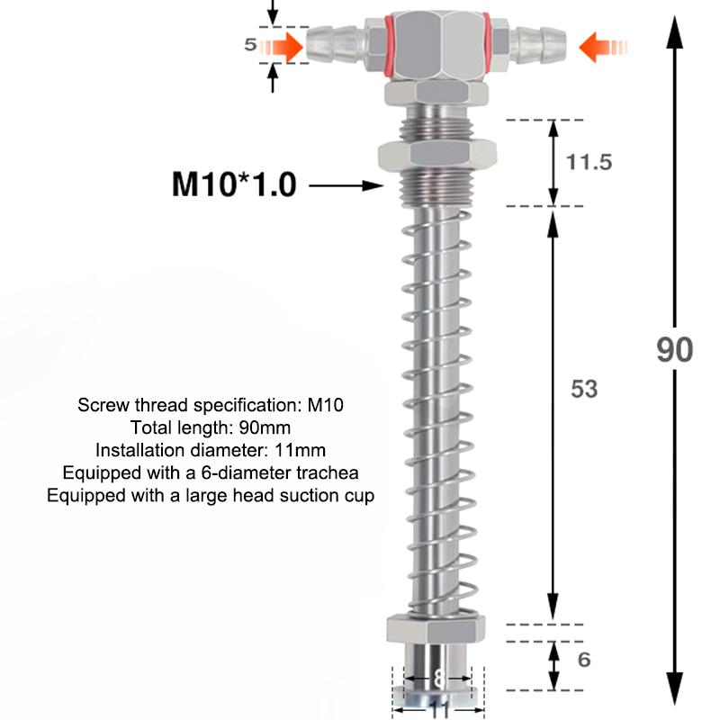 Robotic Arm Accessories Industrial Vacuum Small Head Suction Cups M12/M10 T-shaped External Spring Buffer Hardware Sucker Rod+
