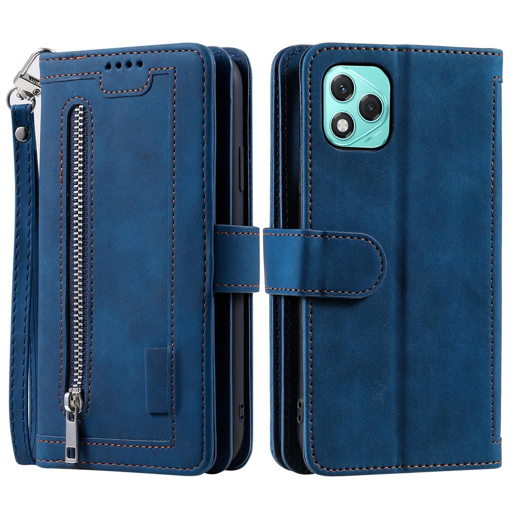 Für Honor 400 Lite Hülle PU Leder Handyhülle mit Reißverschluss-Geldbörse 9 Kartenfächer