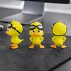 Fun Car Dashboard Decor 3D Printed Angry Yellow Duck Figurine with Detachable Swimming Goggles, Funny Office Desk Ornaments Statue, Desktop