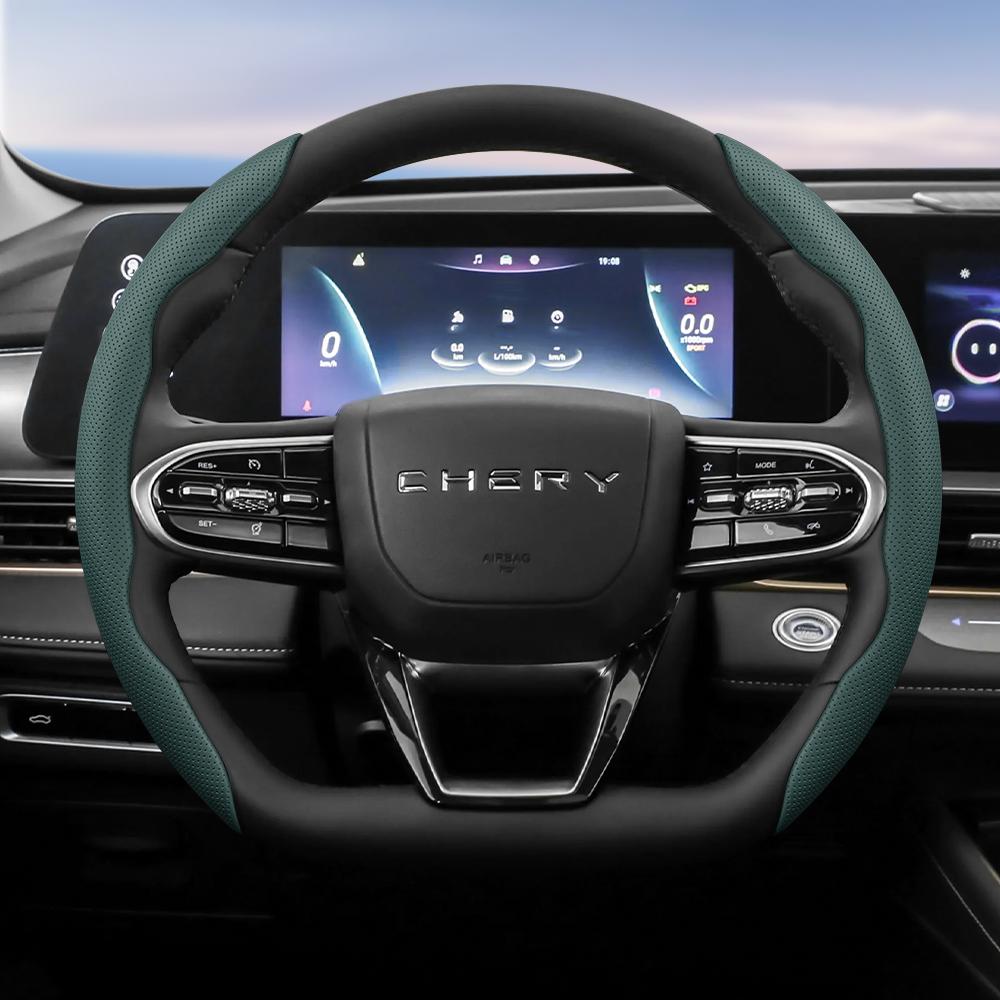 Suitable for Chery Breathable Holes Leather Steering Wheel Cover Segmented Quick Release Design Non-Slip Durable Tiggo2 4 7 8 9 Tiggo 8Pro 2Pro 7Proma