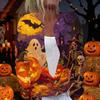 Womens Halloween Print Long Sleeve Knit Cardigan Button Up Sweater Coat Gothic Castle Bat Moon Design Outerwear