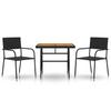 3 Piece Garden Dining Set Poly Rattan Black