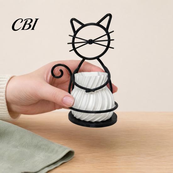 Hydroponic Plant Pot Cat Flower Holder, Multifunctional Desktop Vase Pen Organizer for Eco-friendly Holder Small Plants, Minimalist Stand with