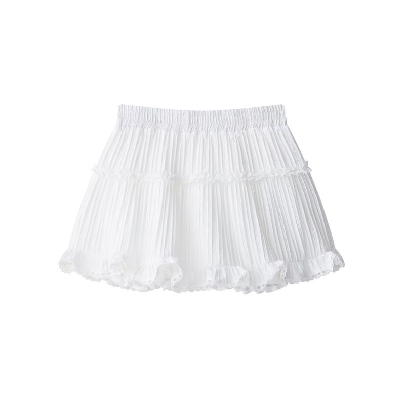 

Jnleaog Spring New Arrival Women s Clothing Fashion Style French Fashion Design Lace Tiered-Ruffle Short Skirt White S