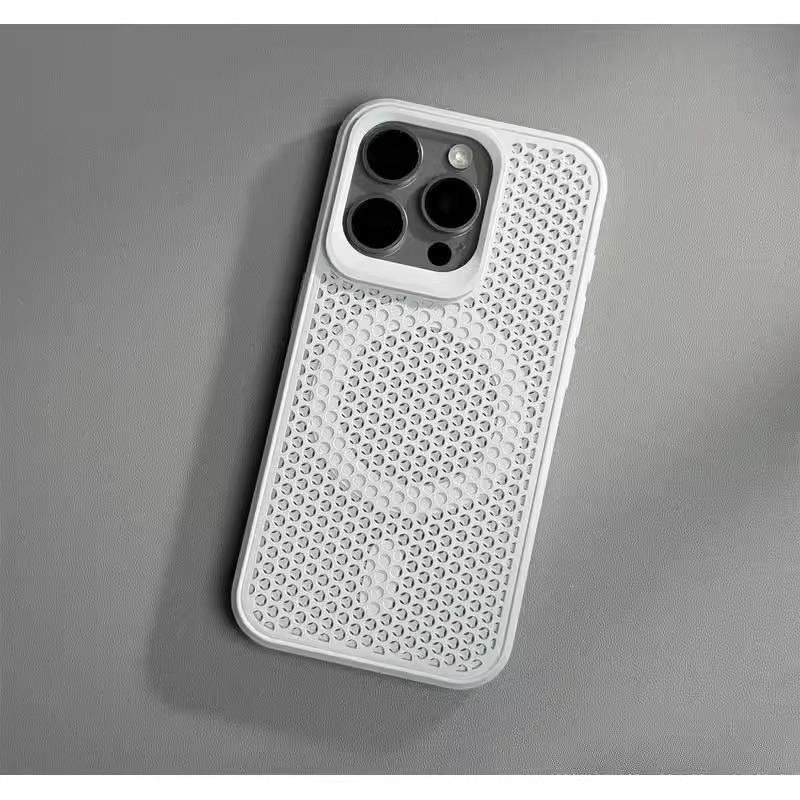 Summer honeycomb heat dissipation is suitable for iPhone17promax magnetic mobile phone case Apple 16 mesh matte 15 ultra-thin.
