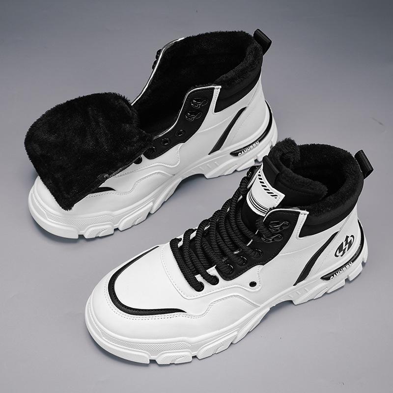 Winter 2024 New Medium and High-top Fashion British Tooling Men's Shoes Heightened Platform Outdoor Warm Martin Boots Men
