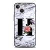 Letters Flower English Marble Phone Case For iPhone 17 16 15 Pro Max 11 12 13 14 7 8 Plus SE 2020 X XR XS Cover Soft Black