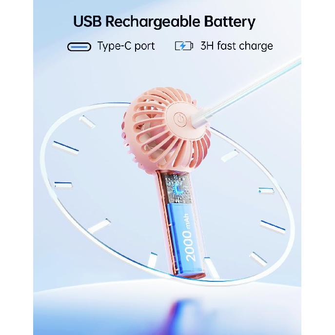 SWEETFULL Mini Portable Fan - Rechargeable Handheld Fan, 3 Speeds Personal Small Hand Gifts for Travel Essentials, Lash, Makeup, Eyelash, Kids,