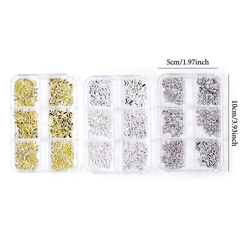 6 Fächer Mini Schleifen Nagelanhänger Gold Silber Schleife Perle Nagel Strasssteine Nageldekorationsteile Maniküre Zubehör