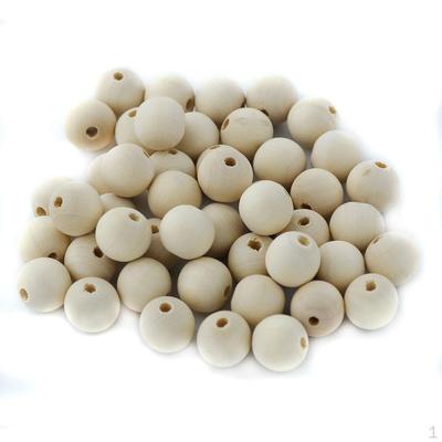 Packung mit 50 unbemalten Bastelperlen aus Holz, 20 mm, DIY-Zubehör