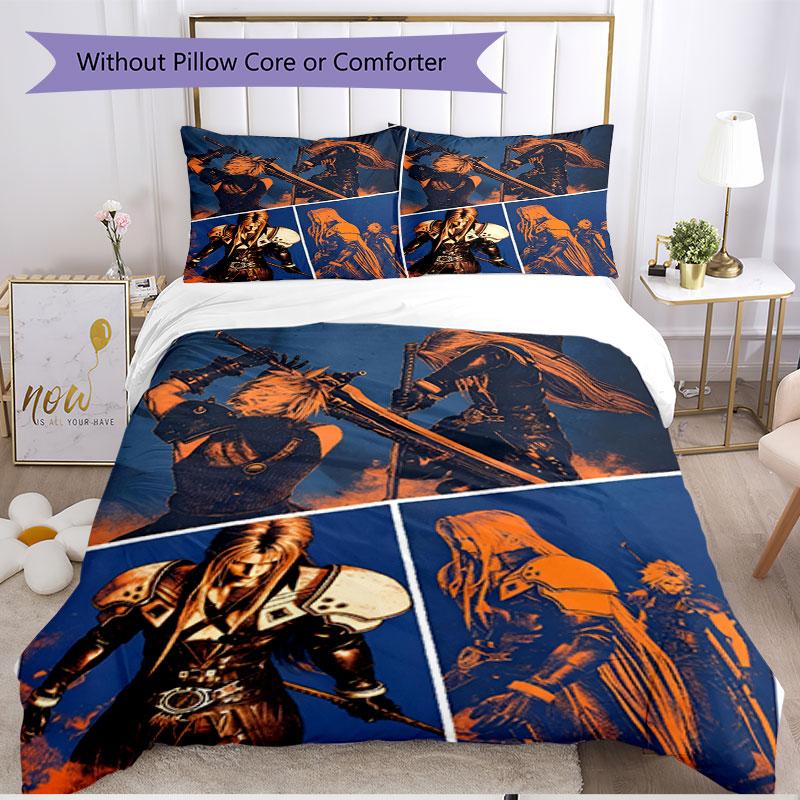 3pcs Duvet Cover Set (1*Duvet Cover + 2*Pillowcase, Without Core), Final Fantasy Print Soft All‑Season Bedding Set, Home Bedroom Decor Gift