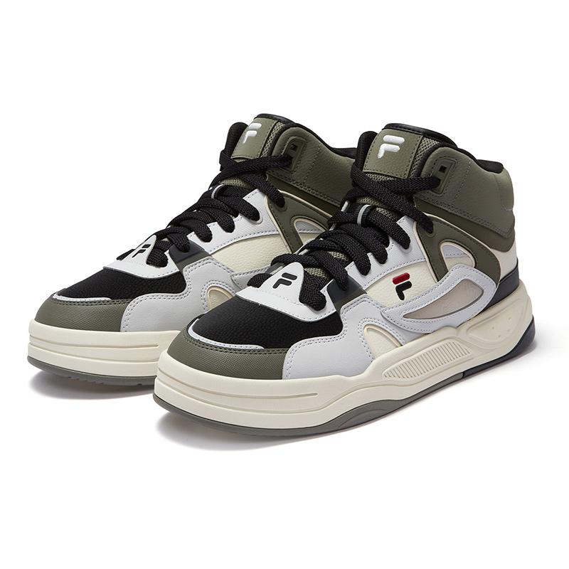Fila Fusion Bank II Mid Versatile High-Top Skate Shoes Men Sneaker Gray Brown T12M442912FDB