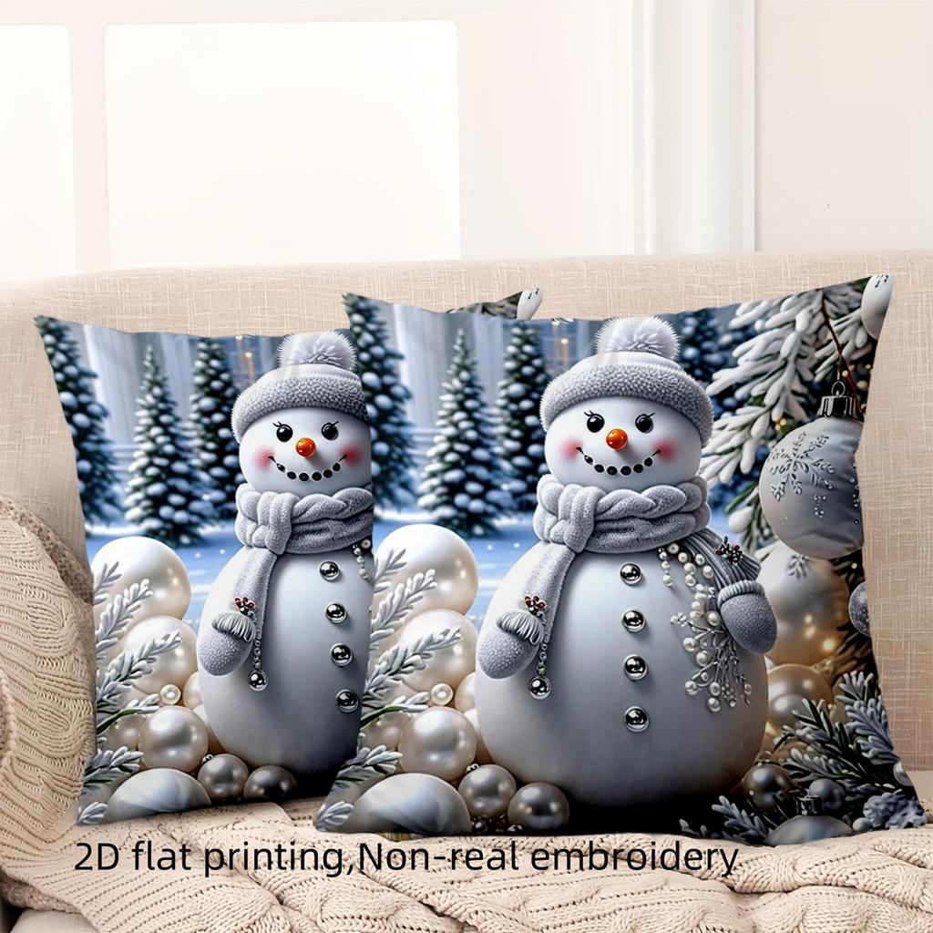 Christmas Snowman Pillow 2D Flat Printed Decorative Polyester pillowcase, sofa decorative cushion cov Headboard Pillow