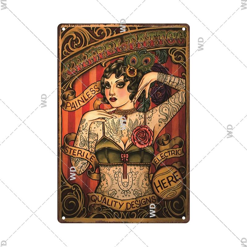 Classic Barber Shop Vintage Tin Signs Decorative Metal Plaque Metal Retro Wall Plates Salon Haircut and Shave Poster Wall Decor