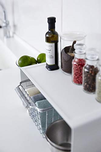 [Set of 2] Yamazaki Tower Kitchen Steel L-Shaped Rack, Large, White, 3791 | Kitchen Storage, L-Shaped Condiment Rack, Steel Shelf, Organization