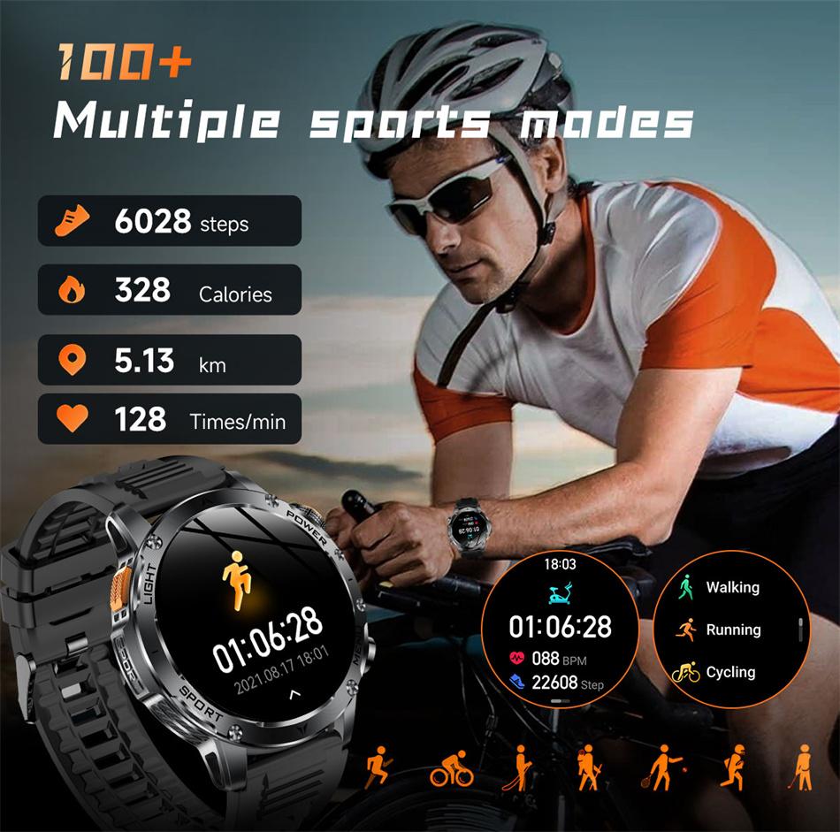 2026 Smartwatch T-REX3 1000mAh Großer Akku HD Bluetooth Anruf 1,7 Zoll Großer Bildschirm LED Taschenlampe Sport Wasserdicht Smartwatch Herren