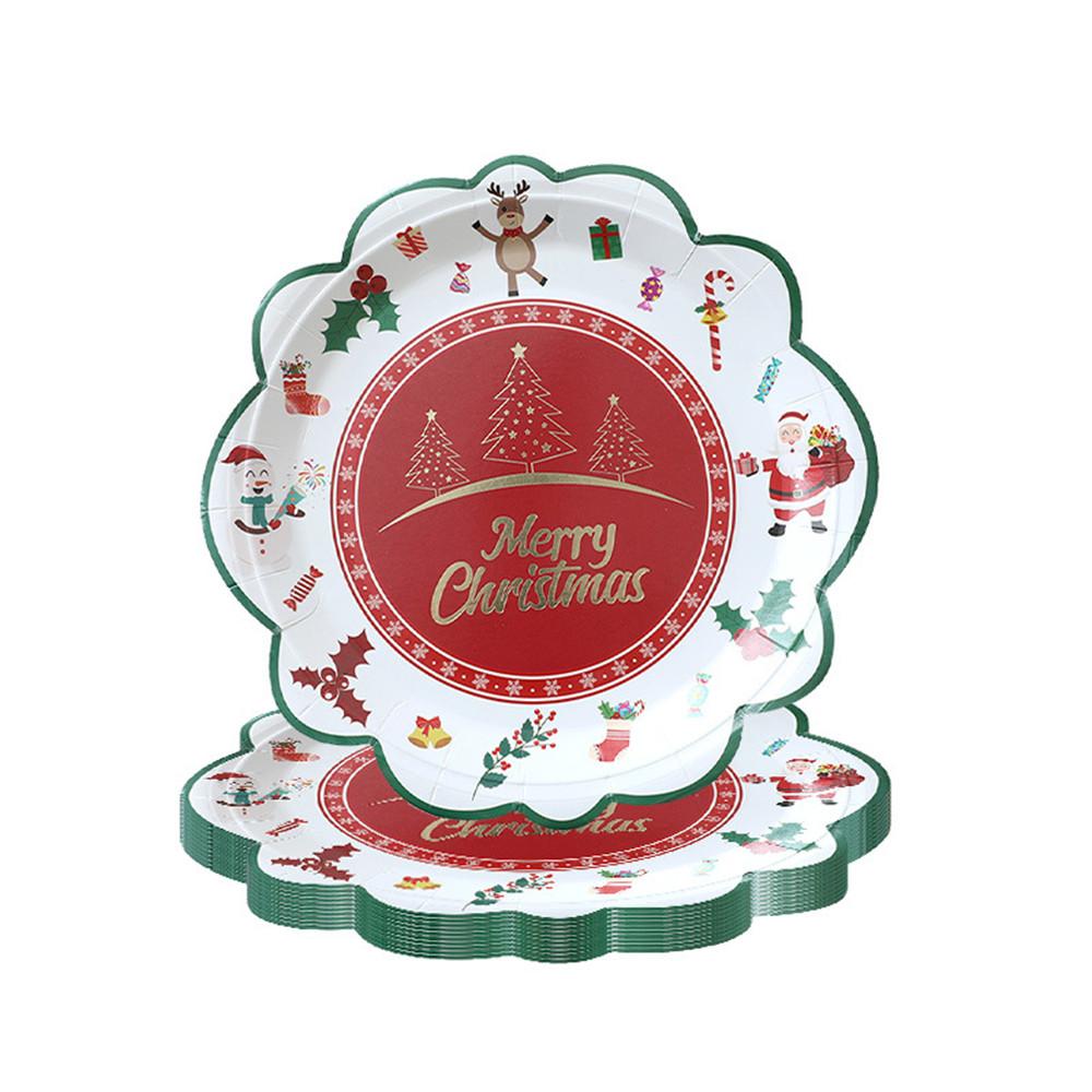 Christmas party party disposable plates, cupcakes, paper plates, dessert tables, decorative plates, tablecloths, tableware