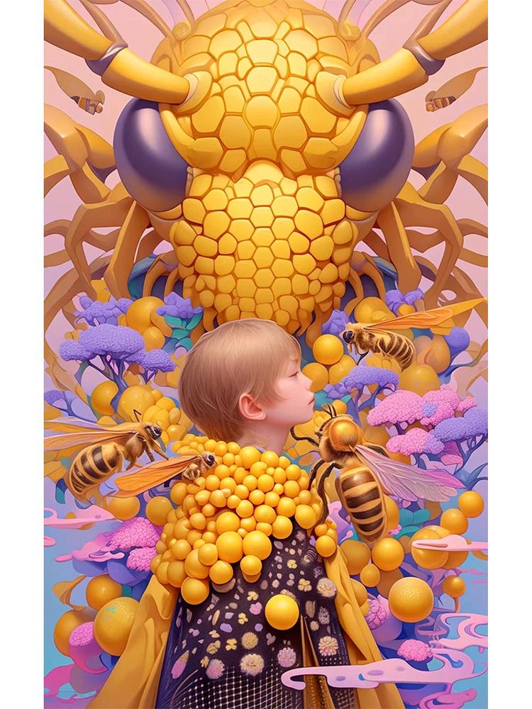 5d Diy Diamant Painting Cute Angel Bee Elf All Crystal Embroidery Set Decoration Children's Room Wall Decoration Gift