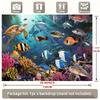 2D Aquarium Style Tapestry, Underwater World with Sea Turtle, Shark and Coral Reef Wall Art