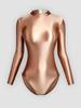 Solid Color High-Cut Rhythmic Gymnastics Leotard Ballet Dancewear - Women's Silky Luster One-Piece Swimsuit Base T-Shirt
