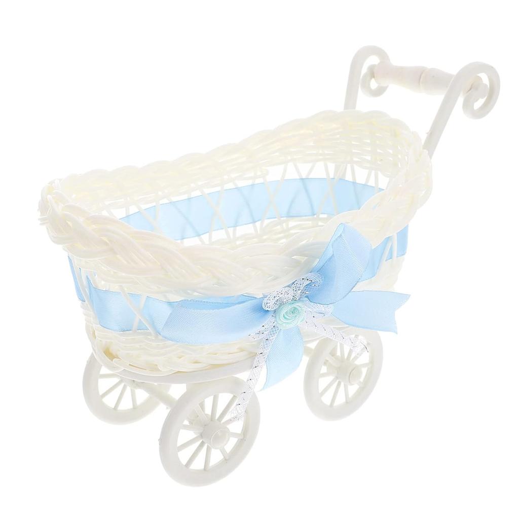 Party Woven Baskets Woven Flower Rattan Candy Basket Baby Stroller Basket Baby Shower Carriage Stroller Centerpiece Stroller Carriage Centerpiece