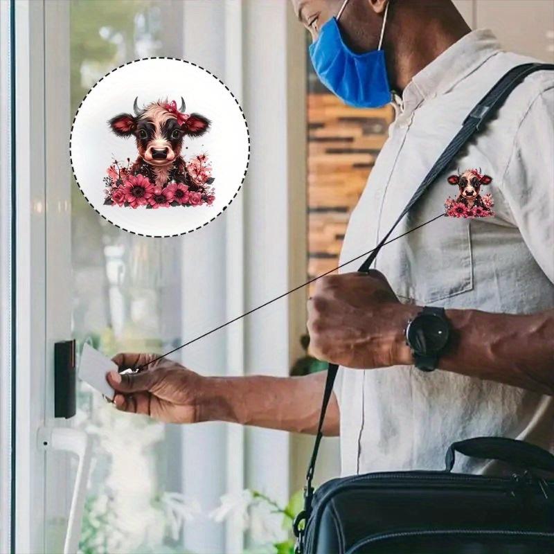 Flashing Flower & Highland Cow Badge Clip. Fun Christmas Accessory for Doctors and Professionals.