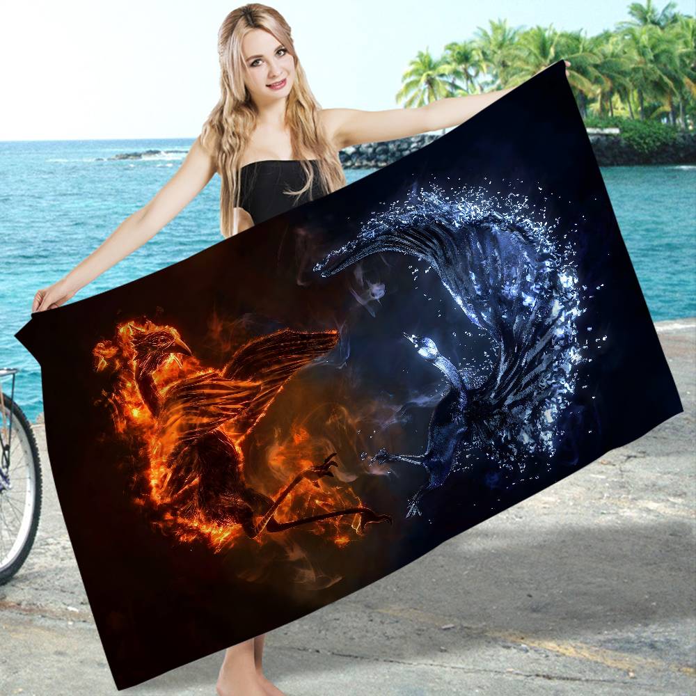 Chinese Tai Chi Bagua Yin Yang Anime Beach Swimming Towel Soft Absorbent Washcloth Children's Gifts for Kids Travel Camping Gym