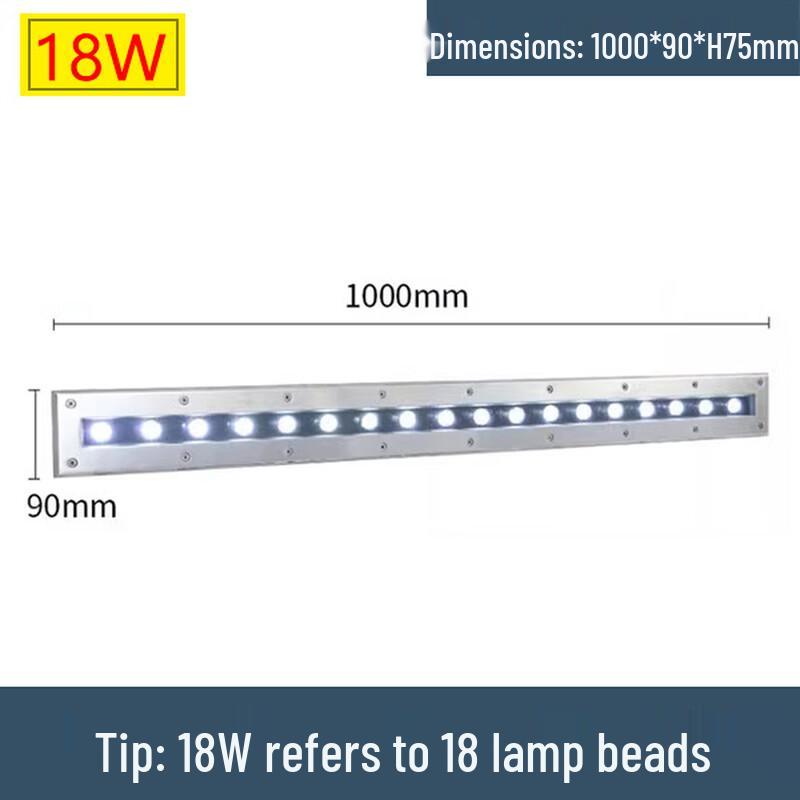 NuFeng 18W LED Stainless Steel Underwater Buried Linear Light, Yellow