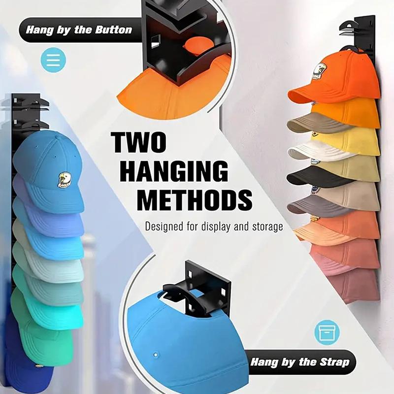 Wall Mounted Baseball Cap Storage Organizer Waterproof Display Stand Rustproof Hat Organizer Towel Rack Holder Closet Hanger Sto