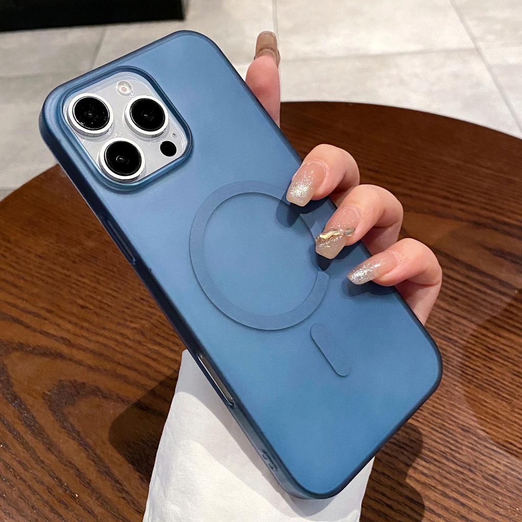 Matte Magnetic Wireless Charge Phone Case For iPhone 16 15 14 13 12 11 Pro Max Plus For Magsafe Shockproof Hard PC Clear Cover