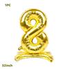 32 Inch Gold 3D Number Standing Aluminum Foil with Base for Birthday Party Decorations