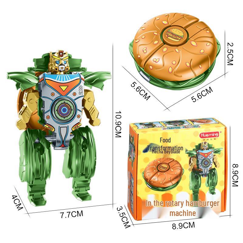 Creative Food Burger Fidget Spinner: Transforming Robot Toy for Kids
